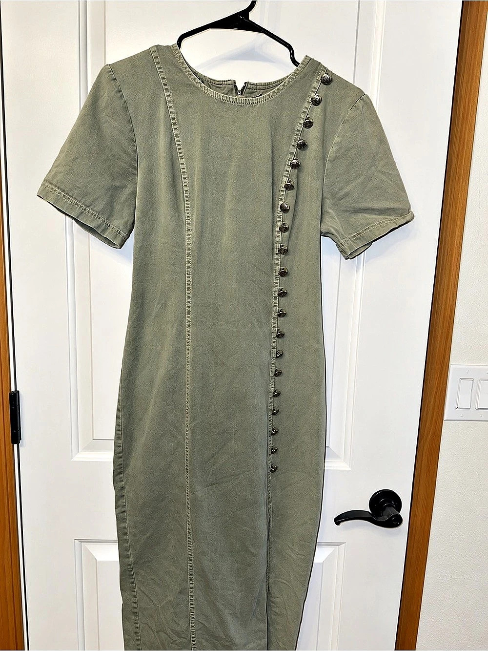 Vintage Piccalino Petite Sage Green Sun Button Maxi Dress 6P